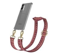 EAZY CASE - Chaîne de téléphone portable avec sangle réglable pour Galaxy S25 Edge - Sangle de sac à changer avec coque transparente pour coque fine en rouge, marron, doré