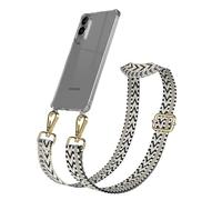 EAZY CASE - Chaîne de téléphone portable avec sangle réglable pour Galaxy S25 Edge - Sangle de sac à changer avec coque transparente pour étui de protection fine en vert, noir, doré