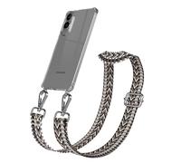 EAZY CASE - Chaîne de téléphone portable avec sangle réglable pour Galaxy S25 Edge - Sangle de sac à changer avec coque transparente pour coque fine en gris, noir, argent