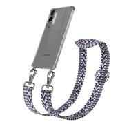 EAZY CASE - Chaîne de téléphone portable avec sangle réglable pour Galaxy S25 Edge - Sangle de sac à changer avec coque transparente pour coque fine en bleu, blanc, argent