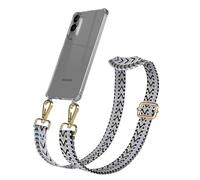 EAZY CASE - Chaîne de téléphone portable avec sangle réglable pour Galaxy S25 Edge - Sangle de sac à changer avec coque transparente pour étui de protection fine en violet, vert, doré