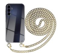 EAZY CASE Chaîne de téléphone Portable Compatible avec Galaxy A15 Cordon avec Coque de Protection, Coque en Silicone avec lanière, chaîne stylée pour Smartphone, Or