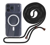 EAZY CASE Chaîne de téléphone portable compatible avec iPhone 17 Pro Max, chaîne à suspendre, coque de protection anti-chocs, en silicone, avec bande pour téléphone portable, transparente, comme