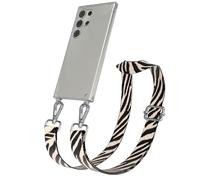 EAZY CASE Chaîne de téléphone portable - Cordon de poche réglable compatible avec Galaxy S24 Ultra - Bandoulière - Cordon pour téléphone portable avec coque en silicone - Sac à bandoulière - Zèbre