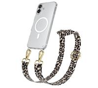 EAZY CASE Chaîne de téléphone portable - Cordon de poche réglable compatible avec iPhone 16 Plus - Bandoulière - Cordon pour téléphone portable avec coque en silicone - Compatible Qi Charging - Sac à