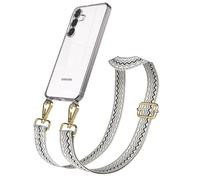 EAZY CASE Chaîne de téléphone portable - Sangle de poche réglable compatible avec Galaxy S25 FE, bandoulière, cordon pour téléphone portable avec coque en silicone - Sac à bandoulière - Beige bleu