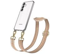 EAZY CASE Chaîne de téléphone portable - Sangle de poche réglable compatible avec Galaxy S25 FE, bandoulière, cordon pour téléphone portable avec coque en silicone - Sac à bandoulière - Beige marron