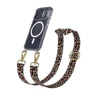 EAZY CASE Chaîne de téléphone portable - Sangle de poche réglable compatible avec iPhone 17 Pro - Bandoulière - Cordon pour téléphone portable avec coque en silicone - Compatible Qi Charging - Sac à