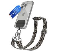 EAZY CASE - Chaîne de téléphone Portable Universelle à Porter en bandoulière Compatible avec n'importe Quelle chaîne de téléphone Portable combinable avec Une Coque à BohoAnthracite Noir Argent