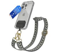 EAZY CASE - Chaîne de téléphone Portable Universelle à Porter en bandoulière Compatible avec n'importe Quelle chaîne de téléphone Portable combinable avec Une Coque à BohoVert Noir Or