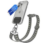 EAZY CASE - Chaîne de téléphone Portable Universelle à Porter en bandoulière Compatible avec n'importe Quelle chaîne de téléphone Portable combinable avec Une Coque à BohoNoir Vert Argent
