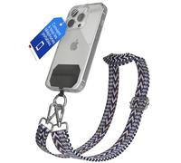 EAZY CASE - Chaîne de téléphone Portable Universelle à Porter en bandoulière Compatible avec n'importe Quelle chaîne de téléphone Portable combinable avec Une Coque à BohoBlanc Bleu Argent