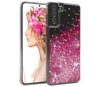EAZY CASE - Coque à Paillettes - Compatible avec Galaxy S21 Plus 5G - Coque en Silicone légère et Brillante, Protection Antichoc Contre Les Chutes en Liquid - Rose