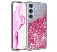 EAZY CASE - Coque à Paillettes - Compatible avec Galaxy S24 FE - Coque en Silicone légère et Brillante, Protection Antichoc Contre Les Chutes en Liquid - Rose