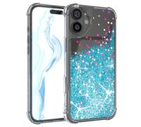 EAZY CASE - Coque à Paillettes - Compatible avec iPhone 16 Plus - Coque en Silicone légère et Brillante, Protection Antichoc Contre Les Chutes en Liquid - Bleu
