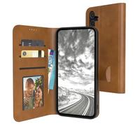 EAZY CASE - Coque à Rabat pour Galaxy A35 Étui téléphone Pliable avec Protection caméra, Fermeture magnétique, Fonction Support et Fente pour Cartes - Coque de téléphone Premium - Marron Clair