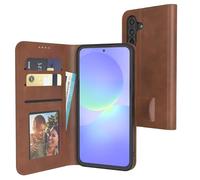EAZY CASE - Coque à Rabat pour Galaxy A36 Étui téléphone Pliable avec Protection caméra, Fermeture magnétique, Fonction Support et Fente pour Cartes - Coque de téléphone Premium - Terre Marron