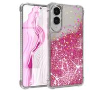 EAZY CASE Coque de protection à paillettes - Compatible avec Galaxy S25 Edge - Coque de protection en silicone légère et brillante - Résistant aux chocs - Protection contre les chutes - Rose liquide