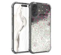 EAZY CASE - Coque de protection à paillettes - Compatible avec iPhone 17, coque en silicone légère avec revêtement brillant, étui de protection antichoc en liquide - Argent