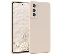 EAZY CASE Coque de protection en silicone pour Galaxy S21 FE 5G, en silicone beige, souple, résistante aux chocs, avec protection de l'appareil photo, fine, protection en TPU, antichoc, taupe pastel