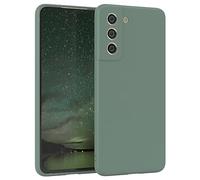 EAZY CASE Coque de protection en silicone pour Galaxy S21 FE 5G, en silicone vert foncé, souple, résistante aux chocs, avec protection de l'appareil photo, fine, protection en TPU, antichoc, vert mat