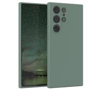 EAZY CASE Coque de protection en silicone pour Galaxy S23 Ultra - Vert foncé - Souple - Anti-chocs - Avec protection de l'appareil photo - Fine - Protection en TPU - Bumper à minuit - Vert mat