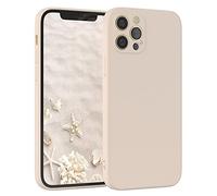 EAZY CASE Coque de protection en silicone pour iPhone 12 Pro, en silicone beige, souple, résistante aux chocs, avec protection de l'appareil photo, fine, protection TPU, antichoc, taupe pastel mat