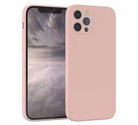 EAZY CASE Coque de protection en silicone pour iPhone 12 Pro, en silicone rose, souple, résistante aux chocs, avec protection de l'appareil photo, fine, protection TPU, antichoc, vieux rose pastel mat