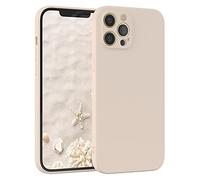 EAZY CASE Coque de protection en silicone pour iPhone 12 Pro Max, en silicone beige, souple, résistante aux chocs, avec protection de l'appareil photo, fine, protection en TPU, antichoc, taupe pastel