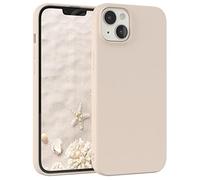 EAZY CASE Coque de protection en silicone pour iPhone 14 Plus, en silicone beige, souple, résistante aux chocs, avec protection de l'appareil photo, fine, protection TPU, antichoc, taupe pastel mat