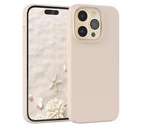 EAZY CASE Coque de protection en silicone pour iPhone 14 Pro, en silicone beige, souple, résistante aux chocs, avec protection de l'appareil photo, fine, protection TPU, antichoc, taupe pastel mat