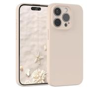 EAZY CASE Coque de protection en silicone pour iPhone 15 Pro, en silicone beige, souple, résistante aux chocs, avec protection de l'appareil photo, fine, protection en TPU, antichoc, taupe pastel mat