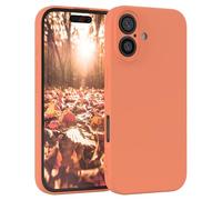EAZY CASE Coque de protection en silicone pour iPhone 16, en silicone orange, souple, résistante aux chocs, avec protection de l'appareil photo, fine, protection TPU, antichoc, orange clair pastel mat