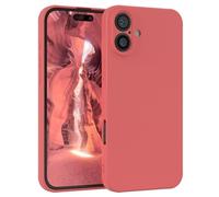 EAZY CASE Coque de protection en silicone pour iPhone 16 Plus, en silicone rouge, souple, résistante aux chocs, avec protection de l'appareil photo, fine, protection en TPU, antichoc, rouge clair mat