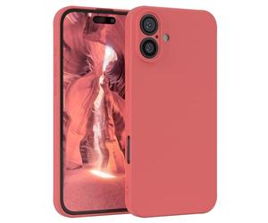 EAZY CASE Coque de protection en silicone pour iPhone 16 Plus, en silicone rouge, souple, résistante aux chocs, avec protection de l'appareil photo, fine, protection en TPU, antichoc, rouge clair mat