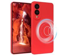 EAZY CASE Coque de protection magnétique en silicone pour Galaxy S25 Edge, rouge souple, résistante aux chocs, magnétique, avec protection de l'appareil photo, fine protection en TPU, rouge mat