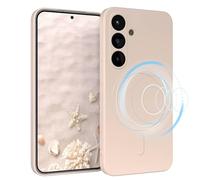EAZY CASE Coque de protection magnétique en silicone pour Galaxy S25, en silicone beige, souple, résistante aux chocs, magnétique, avec protection de l'appareil photo - Fine protection en TPU bumper