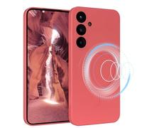 EAZY CASE Coque de protection magnétique en silicone pour Galaxy S25 Plus, en silicone rouge, souple, résistante aux chocs, magnétique, avec protection de l'appareil photo, fine protection, TPU, rouge