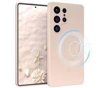 EAZY CASE Coque de protection magnétique en silicone pour Galaxy S25 Ultra - Beige - Souple - Résistant aux chocs - Magnétique - Avec protection de l'appareil photo - Fine - En TPU - Bumper - Taupe