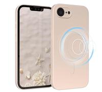 EAZY CASE Coque de protection magnétique en silicone pour iPhone 16e, en silicone beige, souple, résistante aux chocs, magnétique, avec protection de l'appareil photo fine, en TPU, taupe pastel