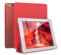 EAZY CASE - Coque de Protection Smartcase pour Tablette iPad 2/3 / 4, étui de Type Flip avec Support, Fonction Sleep Wake Up, en Similicuir Rouge