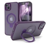 EAZY CASE - Coque de téléphone Compatible avec la Charge Qi pour iPhone 15 Plus, Coque protectrice Mat avec Protection Contre Les Chocs et Rayures, avec Anneau Rotatif à 360° - Violet