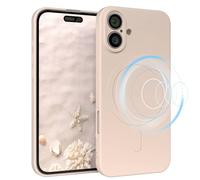 EAZY CASE - Coque en silicone magnétique pour iPhone 16 Plus, coque en silicone beige souple, stoßfeste avec protection magnétique, protection mince pour appareil photo, coque de protection en TPU