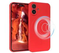 EAZY CASE - Coque en silicone magnétique pour iPhone 16 Plus, coque en silicone rouge douce, résistante aux chocs, avec protection magnétique, fine, protection avec protection de caméra, coque en TPU