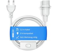 EAZY CASE Douille de Lampe E14 Avec Câble de 3,5 m, Interrupteur, Anneau à Vis pour Abat-jour et Prise d'Alimentation - Idéale pour Suspension, Lampes DIY, Blanc