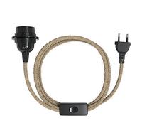 EAZY CASE - Douille de lampe E27 avec câble en jute [avec interrupteur] - Douille E27 avec câble - Douille de lampe avec interrupteur - Câble de lampe avec douille - Ampoule avec câble - Douille de