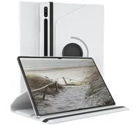 EAZY CASE - Étui pour Tablette Samsung Galaxy Tab S8 Ultra Housse de Protection Smart Cover Support Rotatif Pochette Pliante 360° pivotante avec Fonction Stand Cuir synthétique Blanc