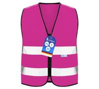 EAZY CASE Gilet réfléchissant pour enfants - Gilet de sécurité à fermeture éclair avec réflecteurs - Respirant - Réfléchissant - Pour augmenter la visibilité sur la route - M - Rose