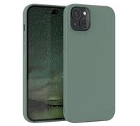 EAZY CASE - Housse en Silicone pour iPhone 15 Plus Housse Souple Antichoc Housse pour Portable avec Protection pour Appareil Photo Fines Premium Protection Cover TPU Phone Bumper en Vert Minuit