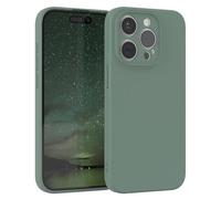EAZY CASE - Housse en Silicone pour iPhone 15 Pro Housse Souple Antichoc Housse pour Portable avec Protection pour Appareil Photo Fines Premium Protection Cover TPU Phone Bumper en Vert Minuit